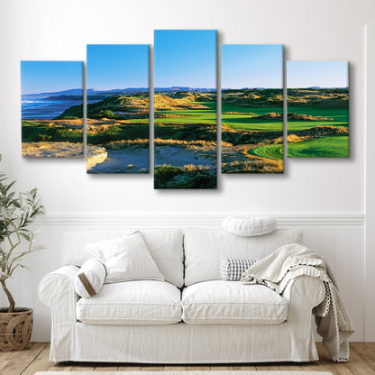 Bandon Dunes Hole 05, Bandon, Oregon, Golf Art Print, 5 Pieces Mixed Canvas Print Wall Art