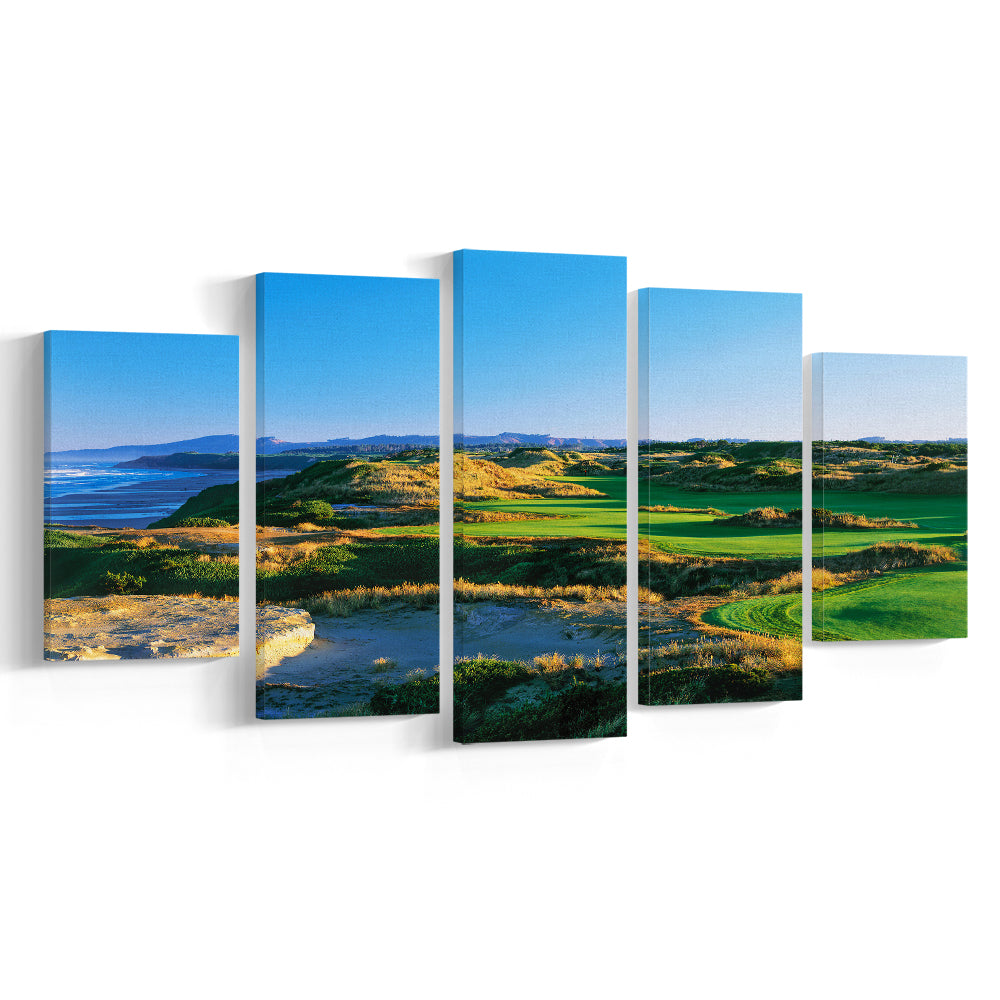 Bandon Dunes Hole 05, Bandon, Oregon, Golf Art Print, 5 Pieces Mixed Canvas Print Wall Art