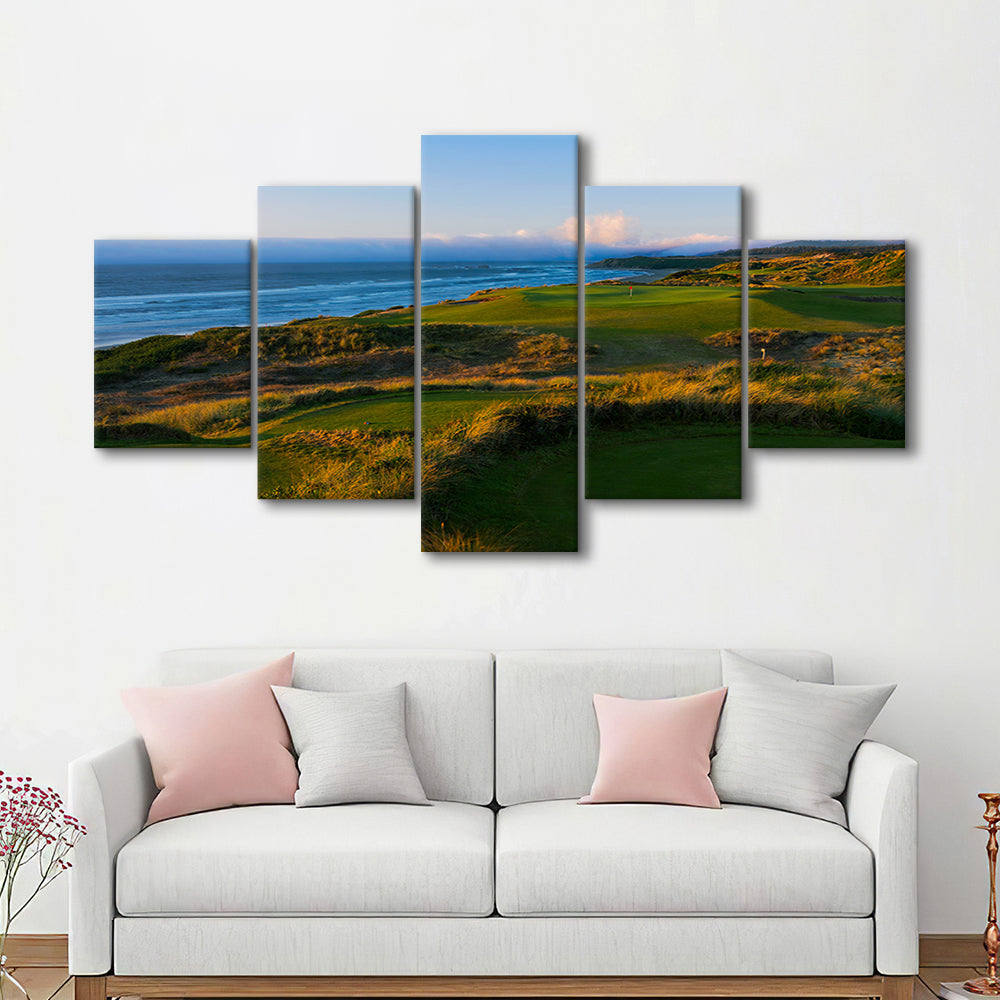 Bandon Dunes Hole 06, Bandon, Oregon, Golf Art Print, 5 Pieces Mixed Canvas Print Wall Art