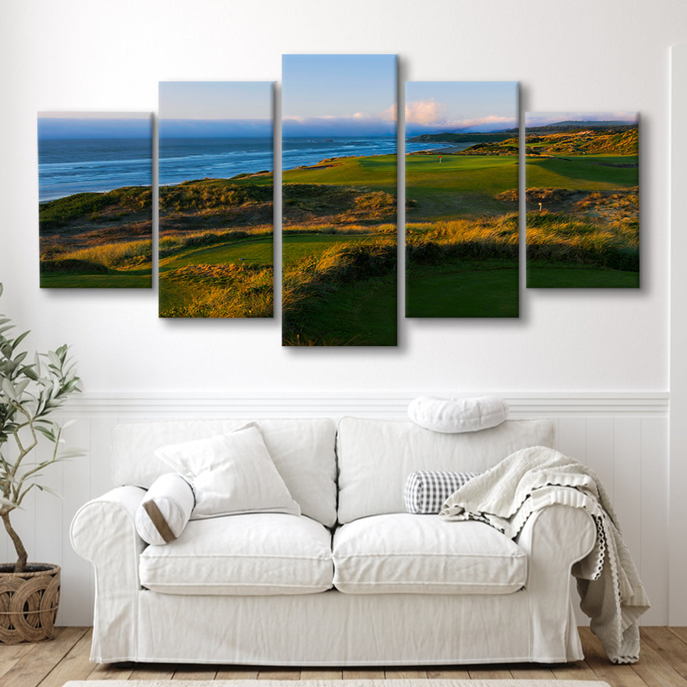 Bandon Dunes Hole 06, Bandon, Oregon, Golf Art Print, 5 Pieces Mixed Canvas Print Wall Art