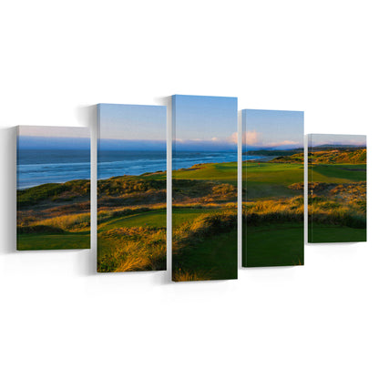 Bandon Dunes Hole 06, Bandon, Oregon, Golf Art Print, 5 Pieces Mixed Canvas Print Wall Art