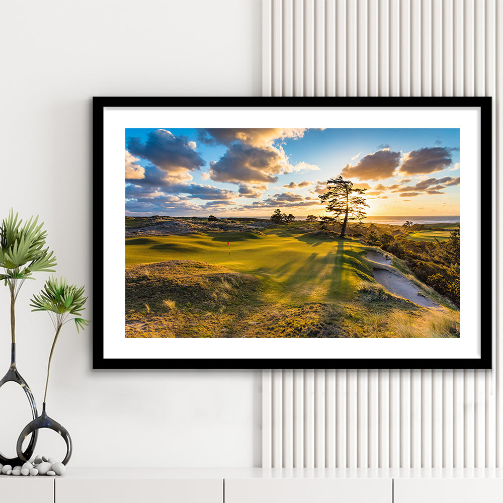 Bandon Preserve Golf Course Hole 11 Sunset 2 Fine Art, Goft Art Print, Framed Art Print White Border Wall Decor