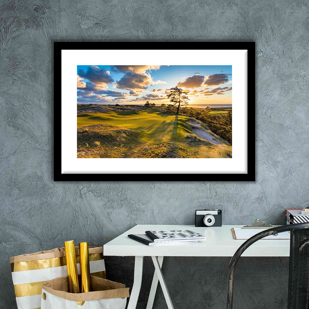 Bandon Preserve Golf Course Hole 11 Sunset 2 Fine Art, Goft Art Print, Framed Art Print White Border Wall Decor