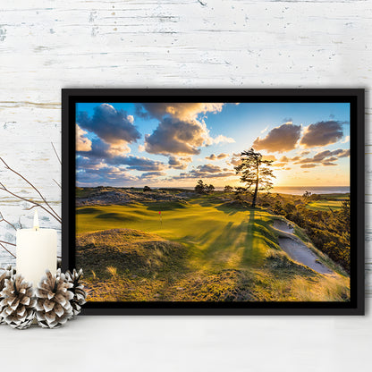 Bandon Preserve Golf Course Hole 11 Sunset 2 Fine Art, Floating Framed Canvas Print Wall Art