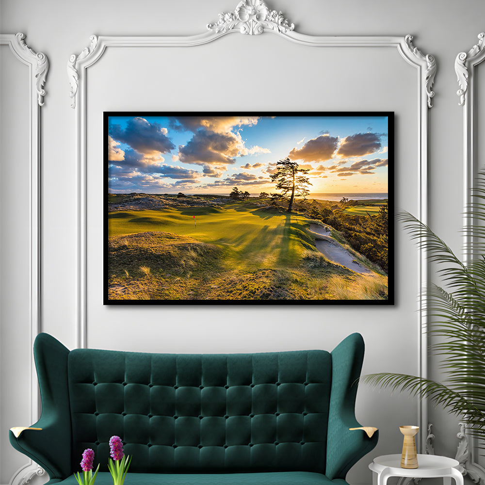 Bandon Preserve Golf Course Hole 11 Sunset 2 Fine Art, Framed Art Print Wall Decor, Picture Framed
