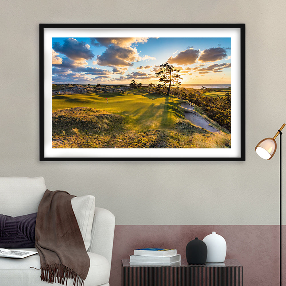Bandon Preserve Golf Course Hole 11 Sunset 2 Fine Art, Goft Art Print, Framed Art Print White Border Wall Decor