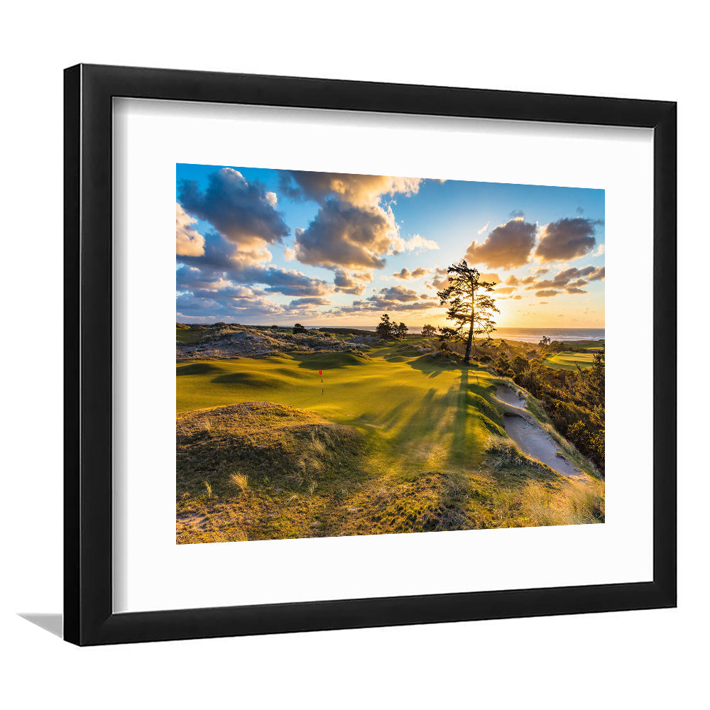 Bandon Preserve Golf Course Hole 11 Sunset 2 Fine Art, Goft Art Print, Framed Art Print White Border Wall Decor