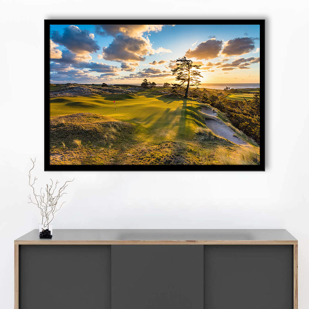 Bandon Preserve Golf Course Hole 11 Sunset 2 Fine Art, Framed Art Print Wall Decor, Picture Framed