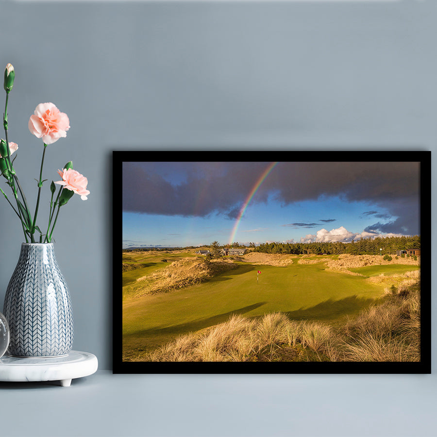 Bandon Preserve Golf Course, Hole 1 Rainbow Fine Art, Framed Art Print Wall Decor, Picture Framed