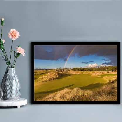 Bandon Preserve Golf Course, Hole 1 Rainbow Fine Art, Framed Art Print Wall Decor, Picture Framed