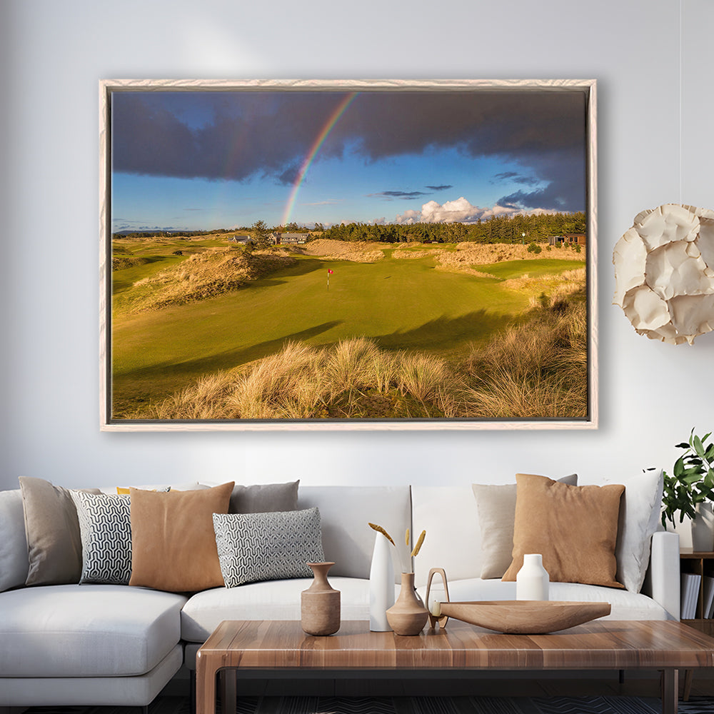 Bandon Preserve Golf Course, Hole 1 Rainbow Fine Art, Floating Framed Canvas Print Wall Art
