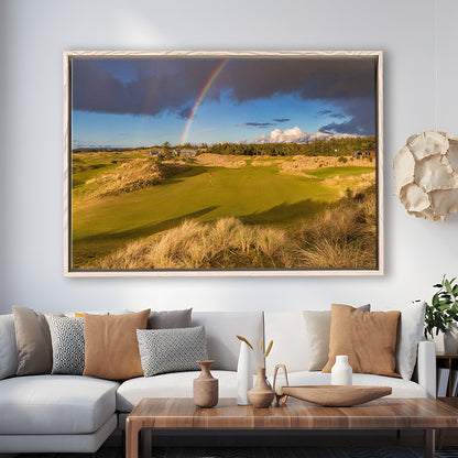 Bandon Preserve Golf Course, Hole 1 Rainbow Fine Art, Floating Framed Canvas Print Wall Art