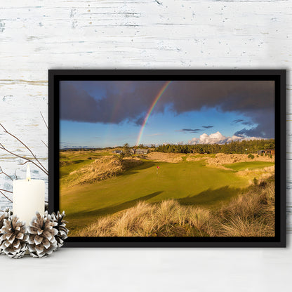 Bandon Preserve Golf Course, Hole 1 Rainbow Fine Art, Floating Framed Canvas Print Wall Art
