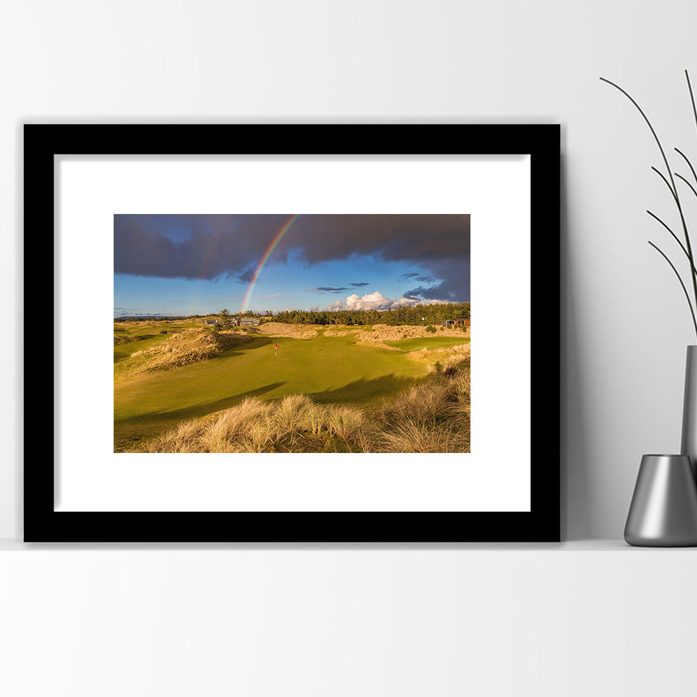 Bandon Preserve Golf Course, Hole 1 Rainbow Fine Art, Goft Art Print, Framed Art Print White Border Wall Decor
