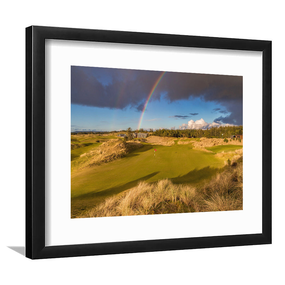 Bandon Preserve Golf Course, Hole 1 Rainbow Fine Art, Goft Art Print, Framed Art Print White Border Wall Decor