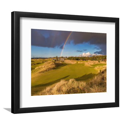Bandon Preserve Golf Course, Hole 1 Rainbow Fine Art, Goft Art Print, Framed Art Print White Border Wall Decor