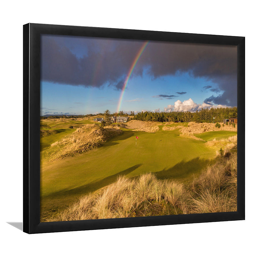 Bandon Preserve Golf Course, Hole 1 Rainbow Fine Art, Framed Art Print Wall Decor, Picture Framed