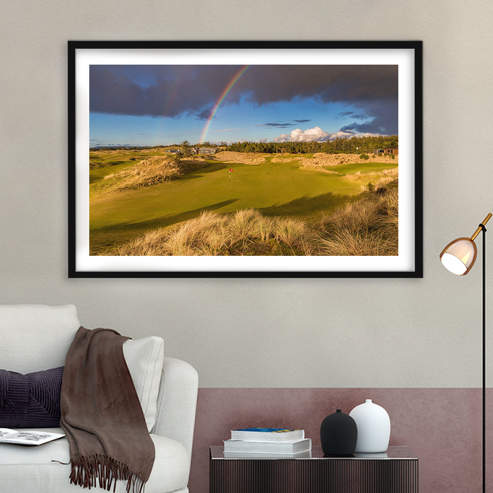 Bandon Preserve Golf Course, Hole 1 Rainbow Fine Art, Goft Art Print, Framed Art Print White Border Wall Decor