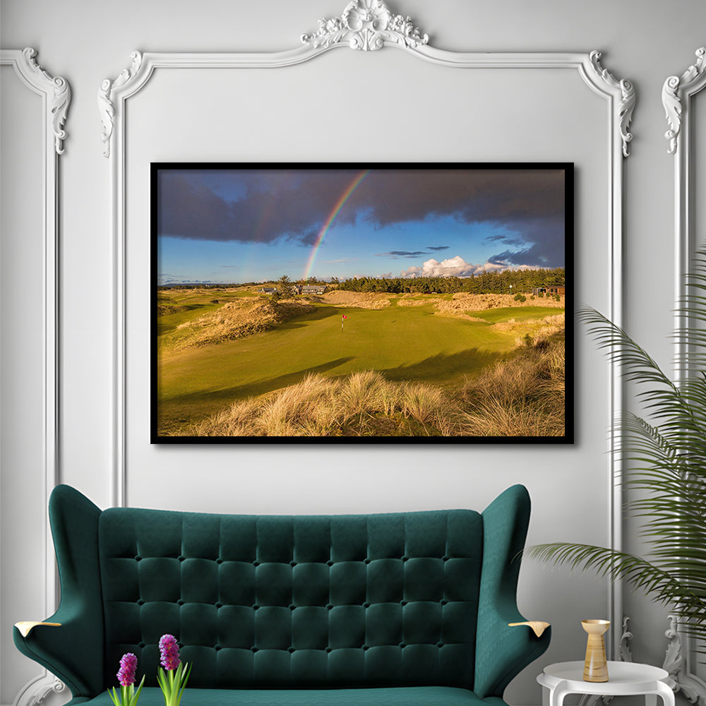 Bandon Preserve Golf Course, Hole 1 Rainbow Fine Art, Framed Art Print Wall Decor, Picture Framed