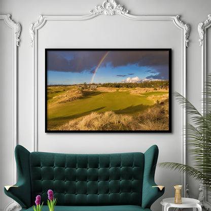 Bandon Preserve Golf Course, Hole 1 Rainbow Fine Art, Framed Art Print Wall Decor, Picture Framed