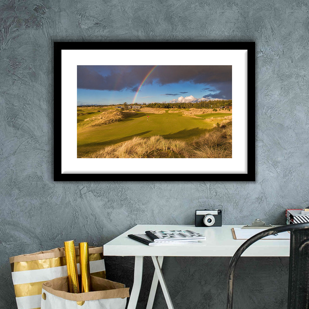 Bandon Preserve Golf Course, Hole 1 Rainbow Fine Art, Goft Art Print, Framed Art Print White Border Wall Decor