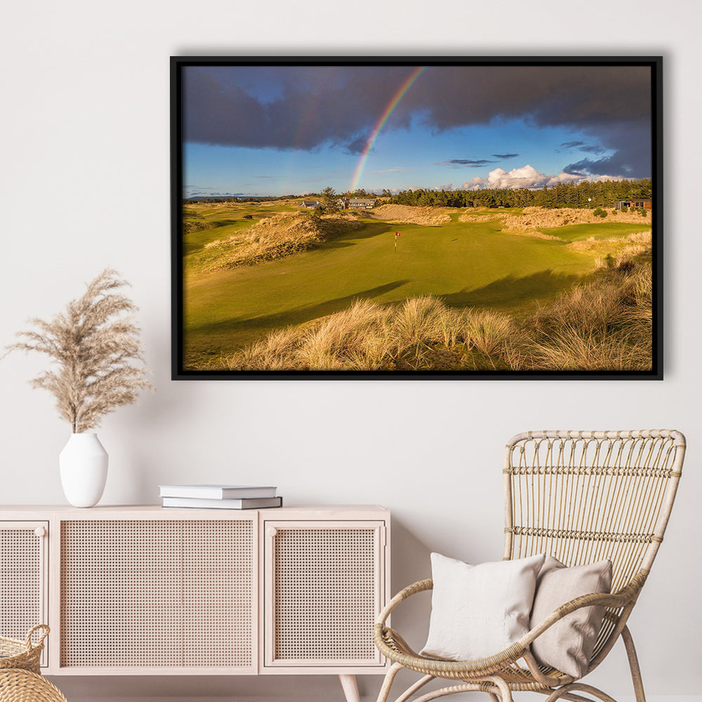 Bandon Preserve Golf Course, Hole 1 Rainbow Fine Art, Floating Framed Canvas Print Wall Art