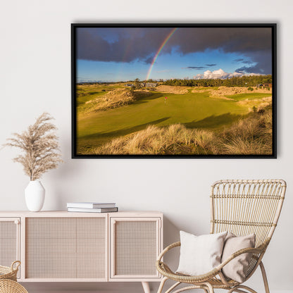 Bandon Preserve Golf Course, Hole 1 Rainbow Fine Art, Floating Framed Canvas Print Wall Art