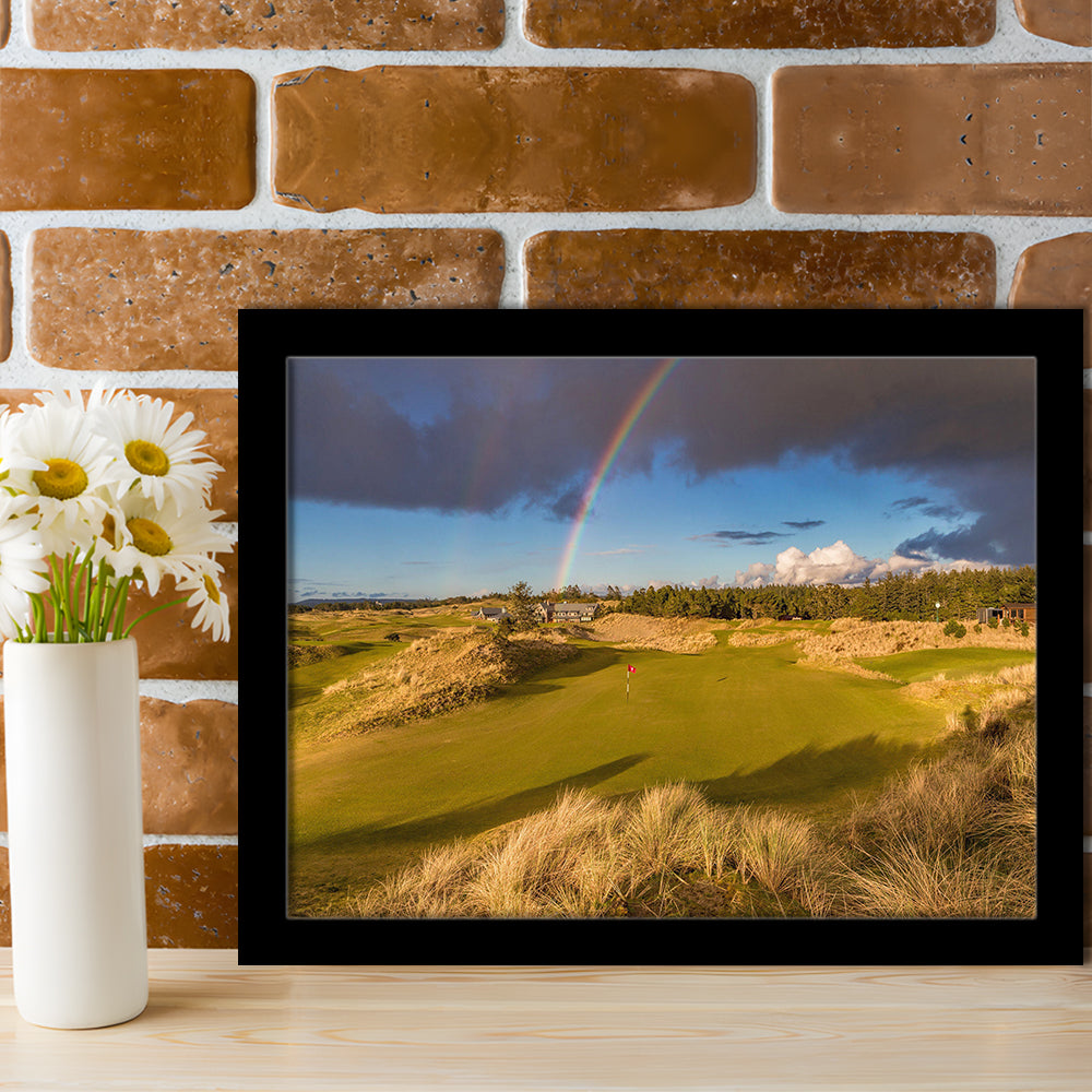 Bandon Preserve Golf Course, Hole 1 Rainbow Fine Art, Framed Art Print Wall Decor, Picture Framed