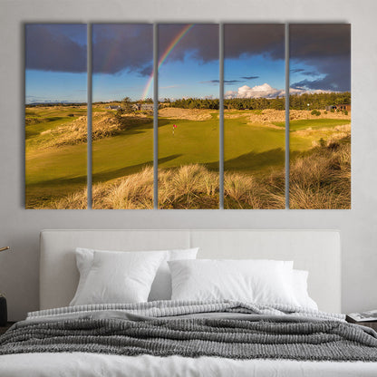 Bandon Preserve Golf Course, Hole 1 Rainbow Fine Art, Golf Art Print, Extra Large Canvas Print Wall Art