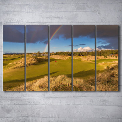 Bandon Preserve Golf Course, Hole 1 Rainbow Fine Art, Golf Art Print, Extra Large Canvas Print Wall Art