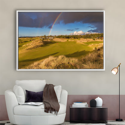 Bandon Preserve Golf Course, Hole 1 Rainbow Fine Art, Floating Framed Canvas Print Wall Art