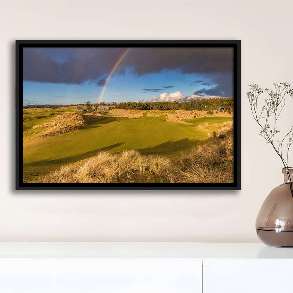 Bandon Preserve Golf Course, Hole 1 Rainbow Fine Art, Floating Framed Canvas Print Wall Art