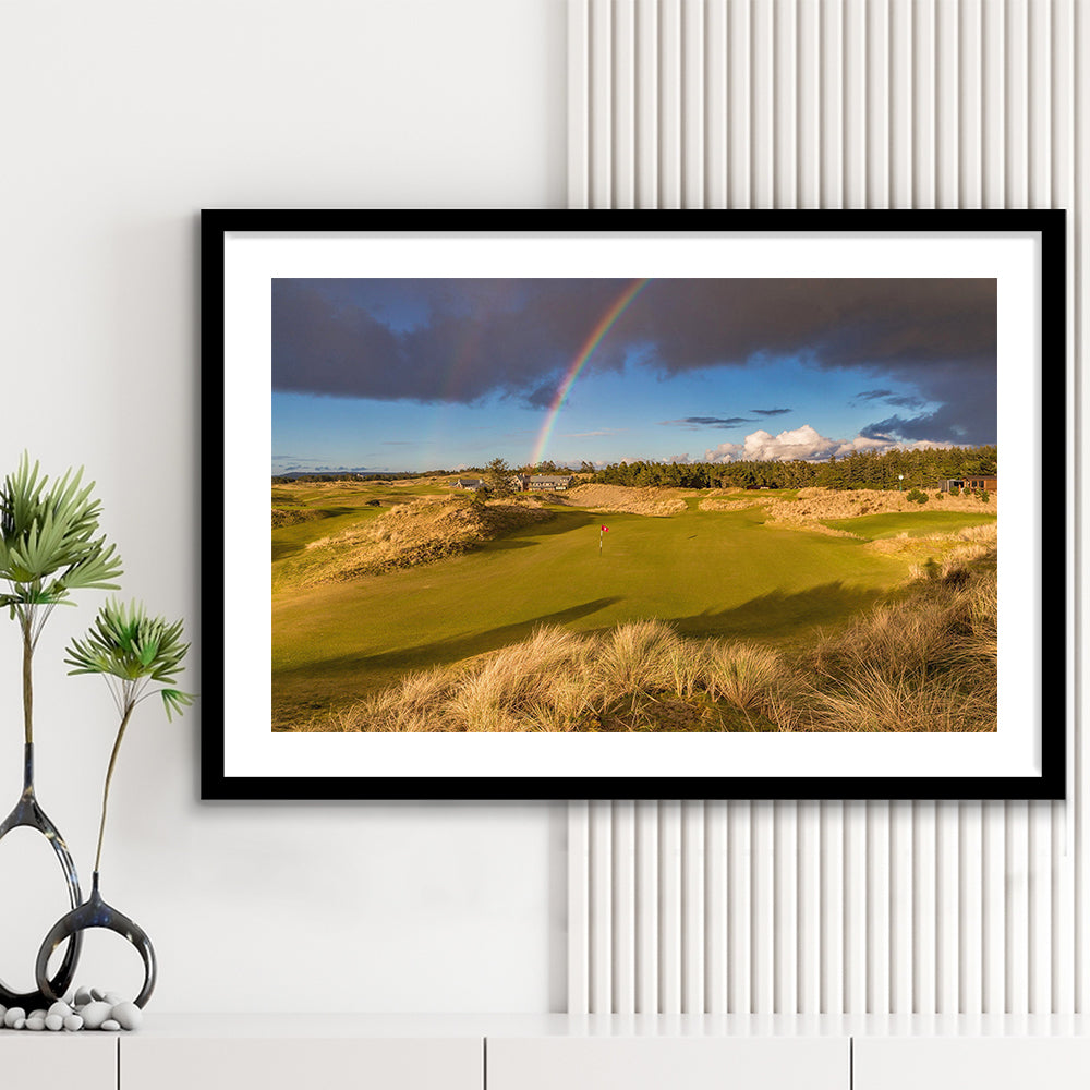 Bandon Preserve Golf Course, Hole 1 Rainbow Fine Art, Goft Art Print, Framed Art Print White Border Wall Decor