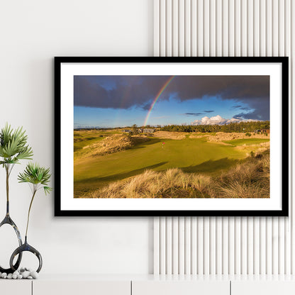 Bandon Preserve Golf Course, Hole 1 Rainbow Fine Art, Goft Art Print, Framed Art Print White Border Wall Decor