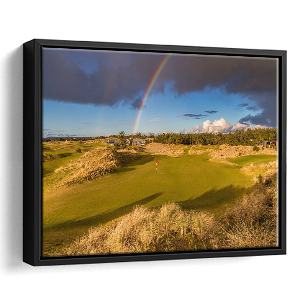 Bandon Preserve Golf Course, Hole 1 Rainbow Fine Art, Floating Framed Canvas Print Wall Art