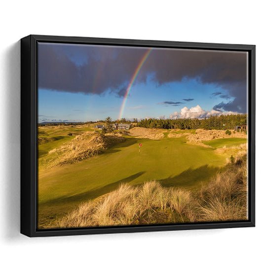 Bandon Preserve Golf Course, Hole 1 Rainbow Fine Art, Floating Framed Canvas Print Wall Art