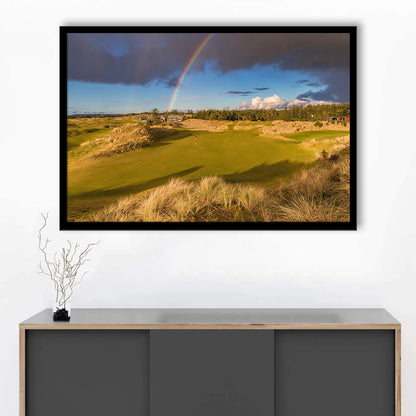 Bandon Preserve Golf Course, Hole 1 Rainbow Fine Art, Framed Art Print Wall Decor, Picture Framed