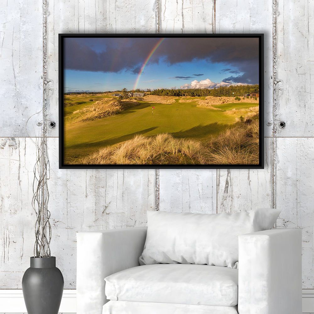 Bandon Preserve Golf Course, Hole 1 Rainbow Fine Art, Floating Framed Canvas Print Wall Art