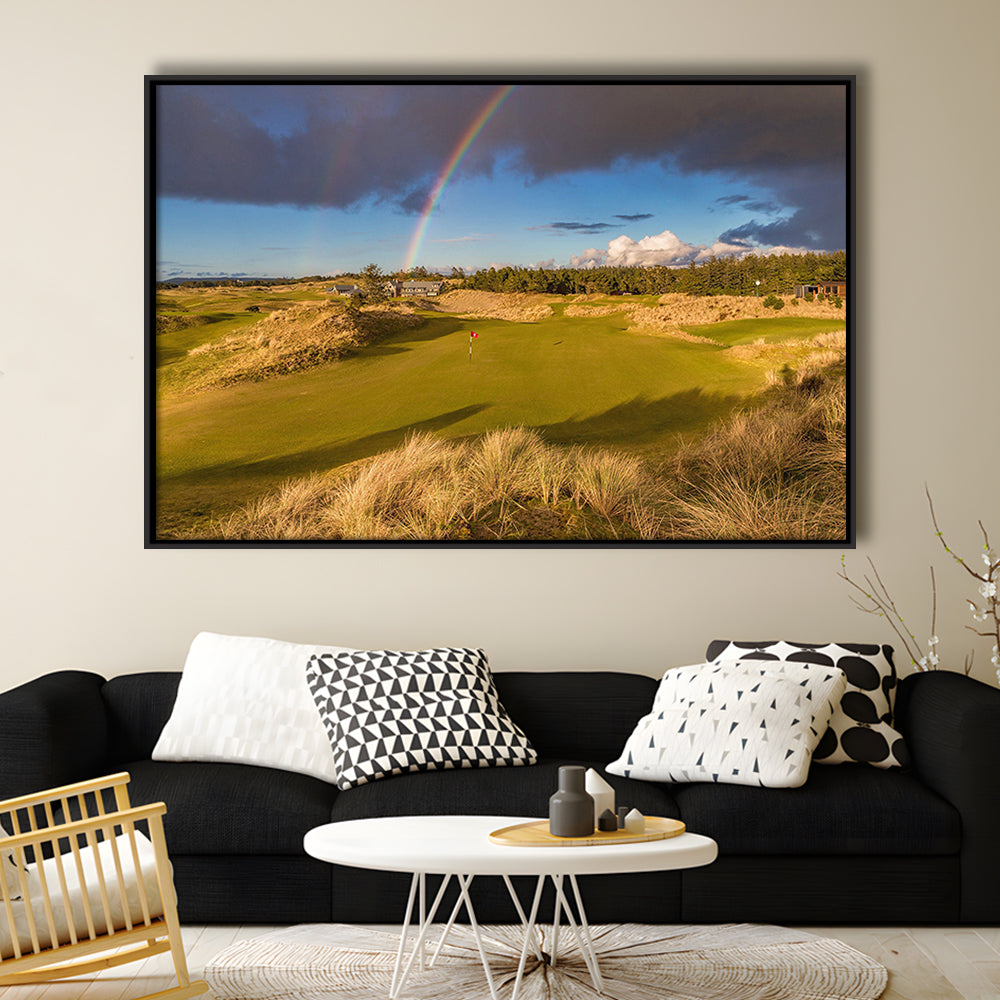Bandon Preserve Golf Course, Hole 1 Rainbow Fine Art, Floating Framed Canvas Print Wall Art