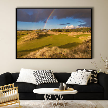Bandon Preserve Golf Course, Hole 1 Rainbow Fine Art, Floating Framed Canvas Print Wall Art