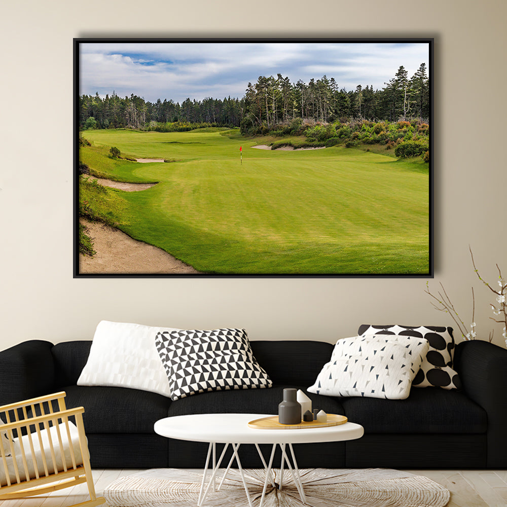 Bandon Trails Golf Course, Hole 15 Fine Art, Floating Framed Canvas Print Wall Art