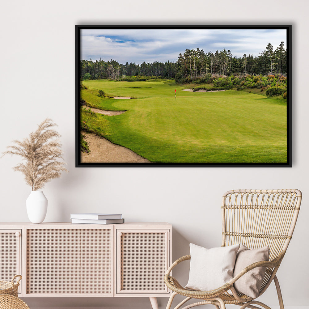 Bandon Trails Golf Course, Hole 15 Fine Art, Floating Framed Canvas Print Wall Art