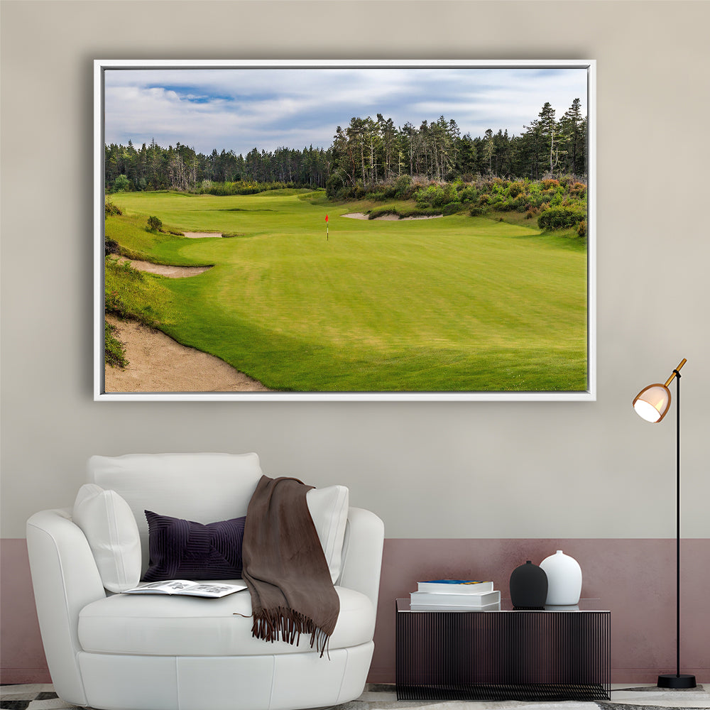 Bandon Trails Golf Course, Hole 15 Fine Art, Floating Framed Canvas Print Wall Art