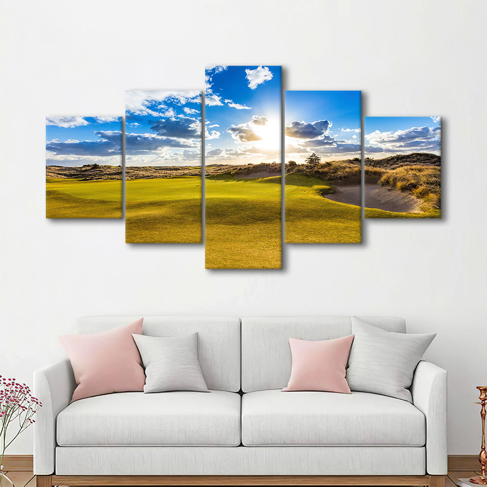 Bandon Trails Golf Course, Hole 18 Fine Art, Golf Art Print, 5 Pieces Mixed Canvas Print Wall Art