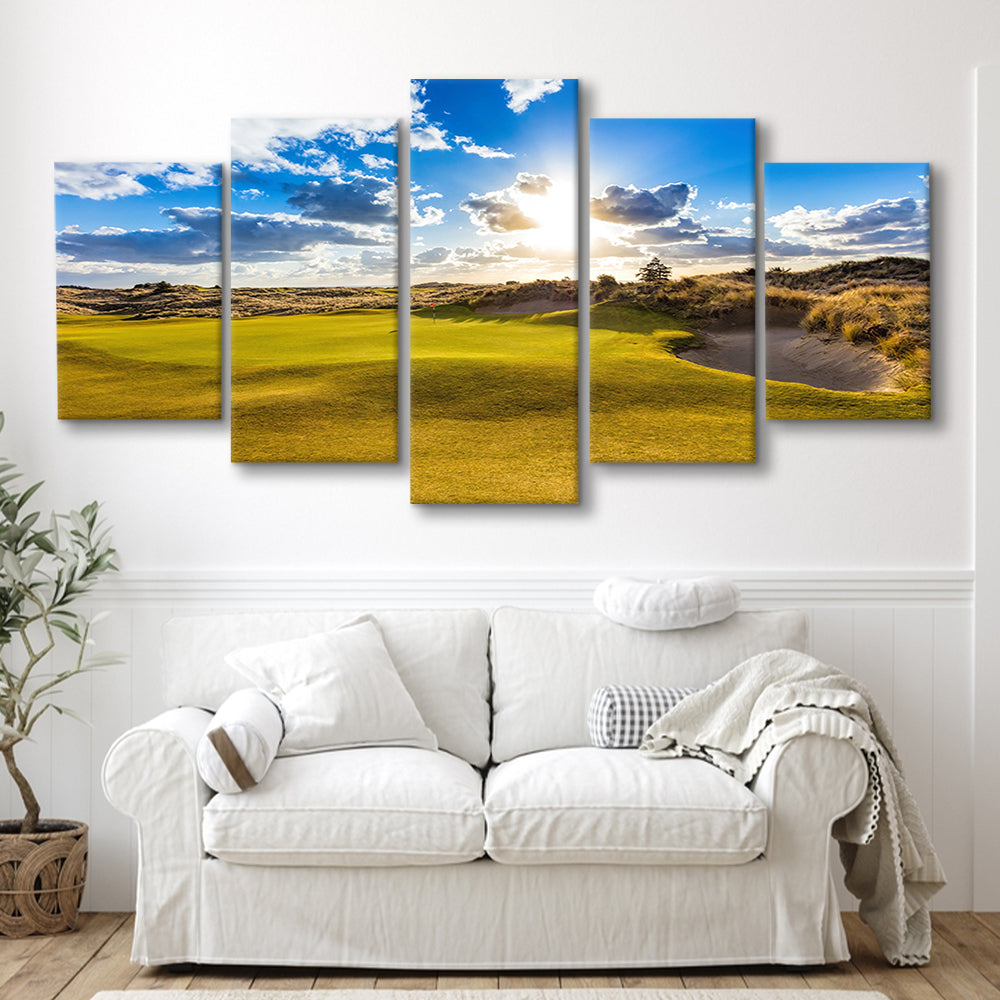 Bandon Trails Golf Course, Hole 18 Fine Art, Golf Art Print, 5 Pieces Mixed Canvas Print Wall Art