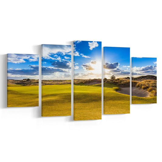 Bandon Trails Golf Course, Hole 18 Fine Art, Golf Art Print, 5 Pieces Mixed Canvas Print Wall Art