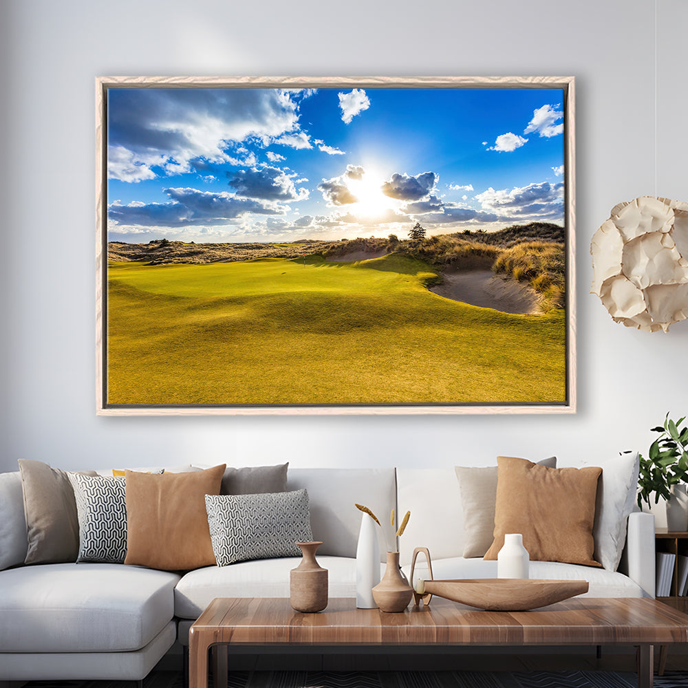 Bandon Trails Golf Course, Hole 18 Fine Art, Floating Framed Canvas Print Wall Art