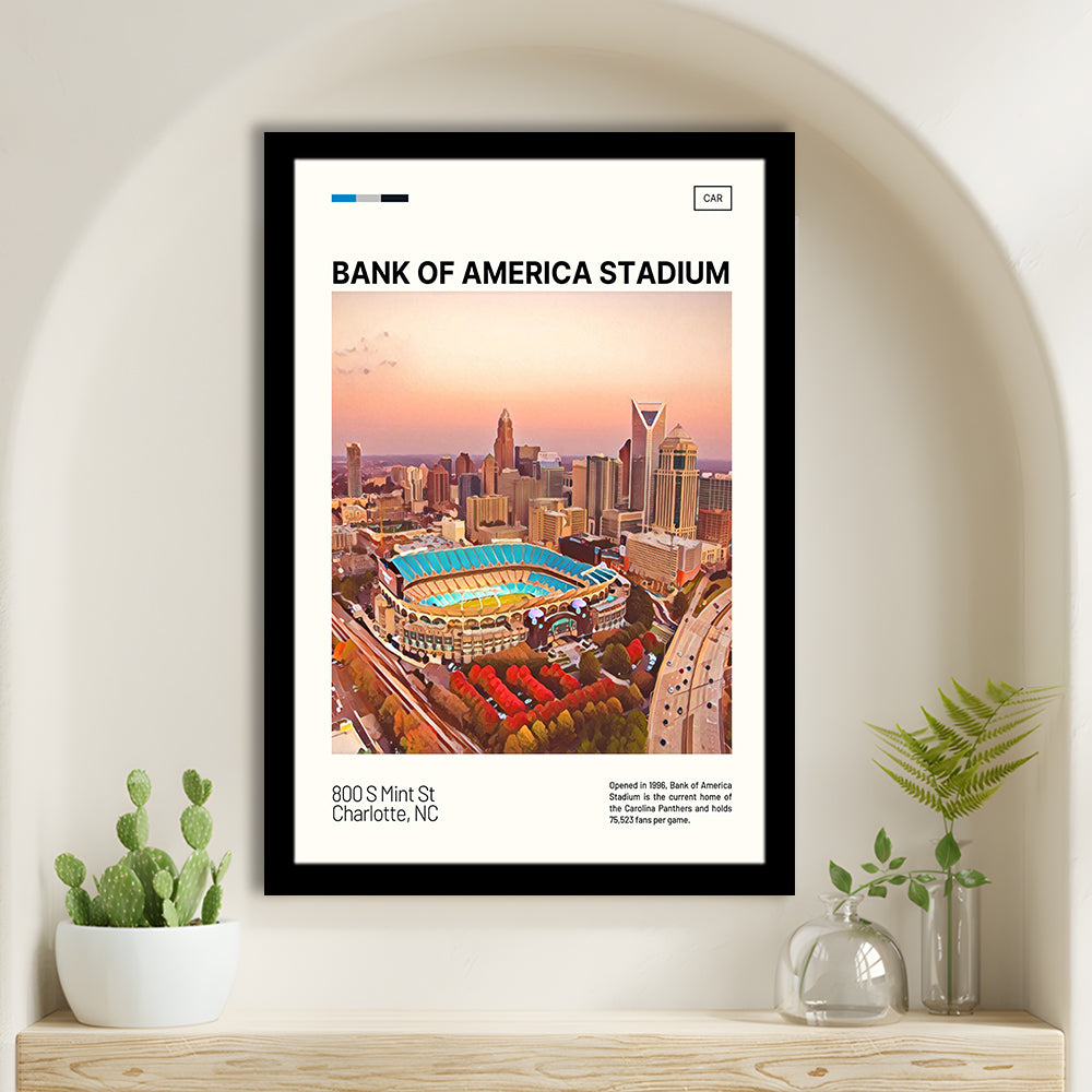 Bank of America Stadium Print, Carolina Panthers Stadium Art, Gifts for him, Sport Art, Framed Art Print Wall Decor