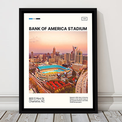 Bank of America Stadium Print, Carolina Panthers Stadium Canvas Art, Man Cave Gift, Floating Framed Canvas Print Wall Art