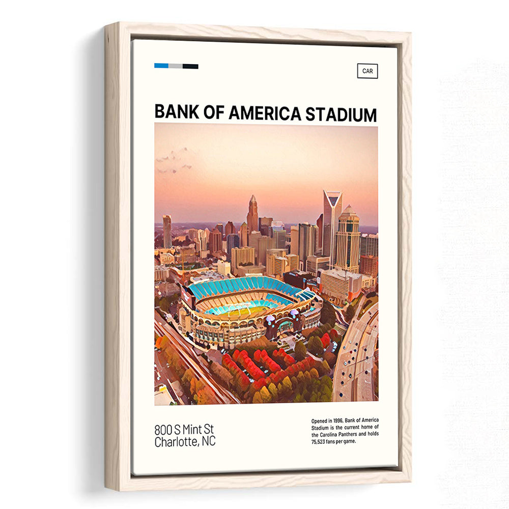 Bank of America Stadium Print, Carolina Panthers Stadium Canvas Art, Man Cave Gift, Floating Framed Canvas Print Wall Art